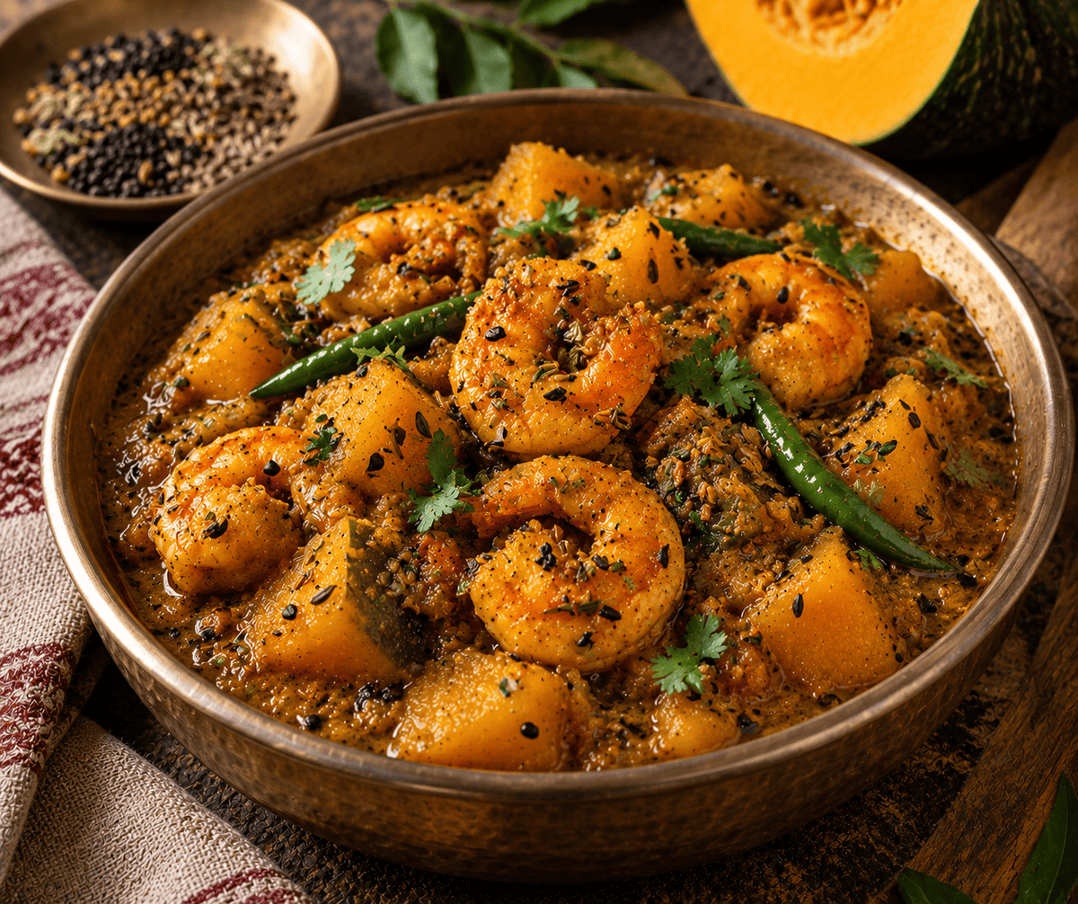 Panch Phoron Chingri with Pumpkin